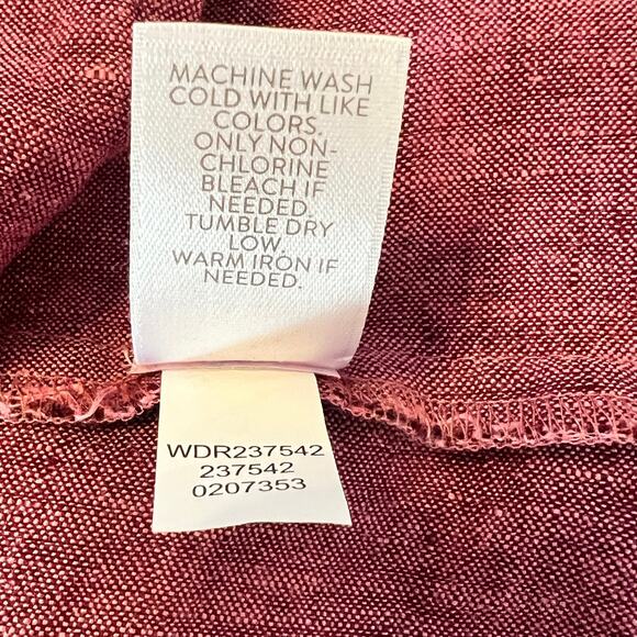 J. Jill Love Linen A-Line Dress Women's Size S/P Burgundy Short Sleeve V-Neck - Picture 7 of 7